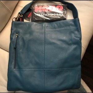 HOBO Ocean Blue Leather Hobo Bag New With Tags